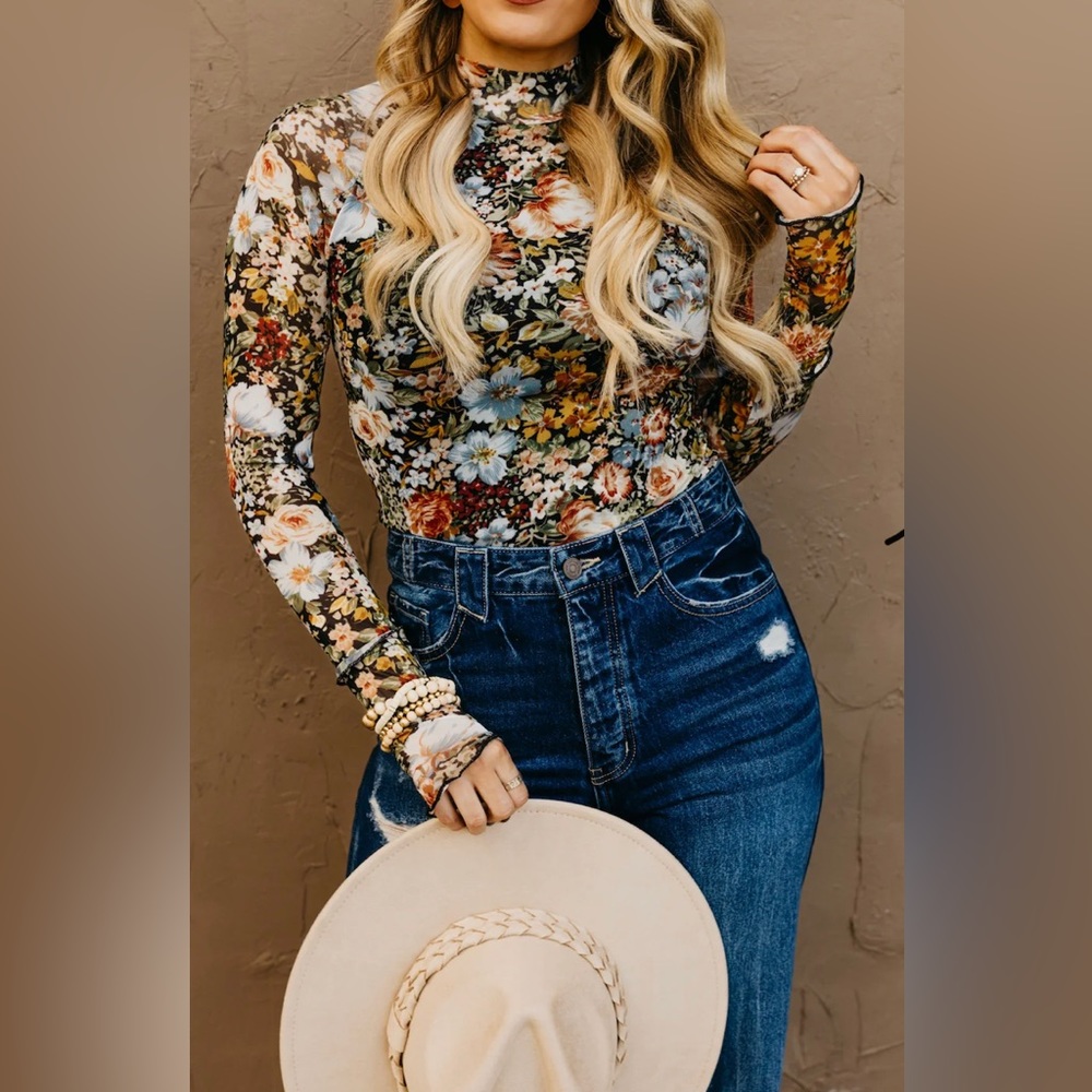 NWT The Ariana Floral Mesh top on theModBoutique website for $50